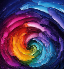 Poster - Colorful swirling abstract painting with vibrant hues and dynamic movement.