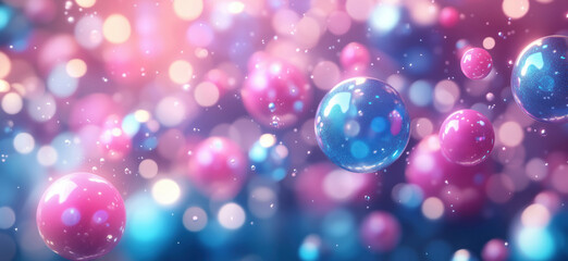 Poster - Colorful abstract bubbles with soft focus and sparkling lights in vibrant hues.