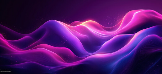 Poster - Colorful abstract waves in vibrant purple and pink tones with glowing highlights.