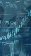 Poster - Animation of statistics and data processing over diverse business people