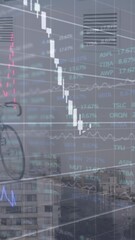Poster - Animation of data processing over woman with bicycle