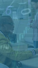 Poster - Animation of financial data processing over diverse business people in office