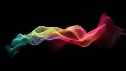 Poster - Abstract vivid colorful lines flow across black background. Dynamic liquid wave pattern. Futuristic digital art movement visualization footage.
