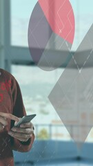 Poster - Animation of data processing over caucasian using smartphone