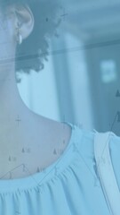 Poster - Animation of financial data processing over african american woman using smartphone