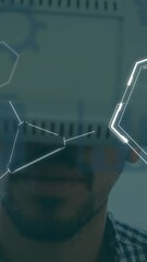 Poster - Animation of chemical equations over caucasian man using vr headset