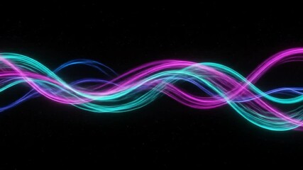 Wall Mural - Colorful light curves flow in space for abstract backdrop or tech wallpaper with starlight