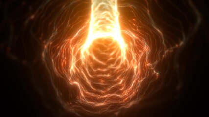 Aufkleber - Digital energy tunnel in vibrant orange glow with flowing electric lines forming a fluid pattern