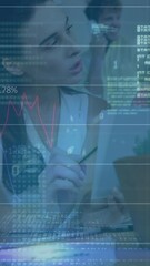 Poster - Animation of statistics and financial data processing over diverse business people