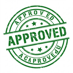 Aufkleber - Green approved stamp with stars and lines in a circular design with distressed texture and bold lettering created with generated ai