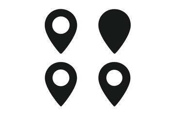 Poster - Map pin icon set. Location marker symbol collection. GPS navigation pointer for destination point. Place position sign for web, app, UI, UX design element. Vector illustration.