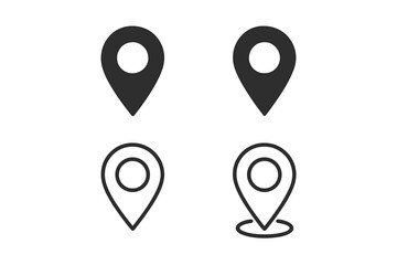 Poster - Map pin icon set. Location marker symbol for web design, app, and UI. GPS navigator pointer. Destination position sign. Vector map point label for travel or navigation.