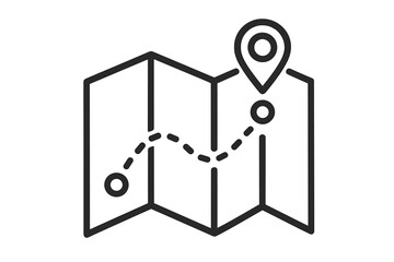Poster - Map location pin icon. GPS navigation route symbol. Travel journey path. Find direction and destination. Geolocation position marker. Search pinpoint sign. Outline vector.