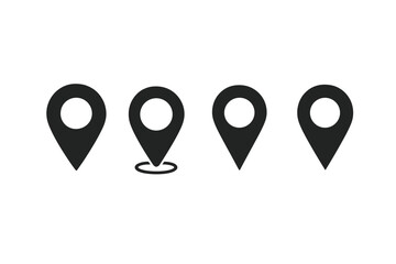 Poster - Map pin icon set. Location symbol for app, website and UI design. GPS navigation pointer marker. Destination point sign. Geolocation address place. Vector illustration.