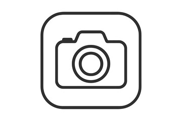 Poster - Minimalist Camera Icon Outline for Photography Apps, Web Buttons, User Interface, Vector Symbol, Transparent Background, Modern Line Art, Digital Media, Stock Illustration