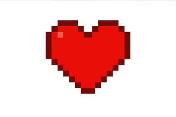 Poster - Pixel heart icon. Red pixelated heart shape for game or app. UI element. Love symbol for valentine's day. 8 bit retro video game health life. Vector illustration isolated.