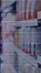 Poster - Animation of financial data processing over shelves in shop