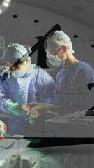 Poster - Animation of clock ticking over diverse surgeons in operating theatre