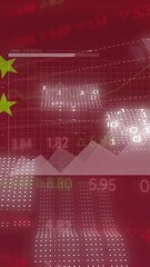 Poster - Animation of multiple graphs with changing numbers moving over national flag of china