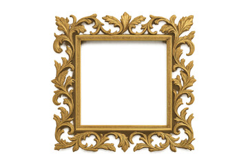 Poster - Classic golden baroque frame featuring ornate leaf and floral patterns, providing elegant backdrop for artwork with transparent background