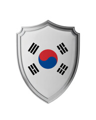 Aufkleber -  3D rendering showcasing a shield adorned with the Korean flag, symbolizing protection, strength, and national security