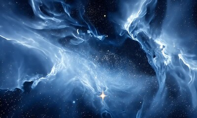 Wall Mural - Blue Nebula Cosmic Background