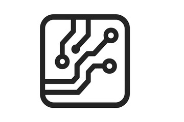 Poster - Artificial intelligence circuit board icon. Tech chip symbol. AI microchip network lines. Futuristic motherboard vector. Digital brain processor. Technology design interface element