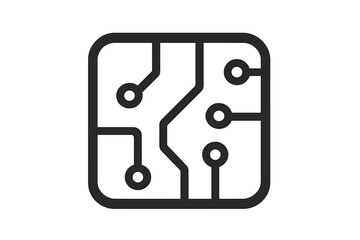 Poster - Artificial intelligence circuit icon. Vector symbol of AI chip with processor lines. Futuristic technology interface. Digital brainboard element. Neural tech grid design.