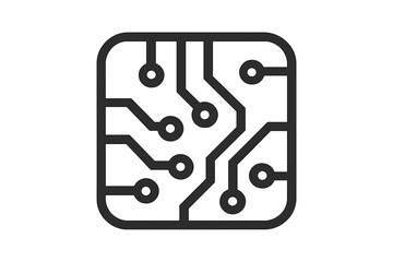 Poster - Artificial intelligence chip icon. Circuit board symbol. Microchip processor design. Vector illustration of neural network connections. Futuristic technology hardware concept