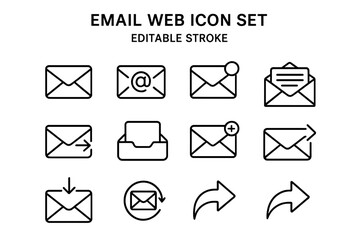 Leinwandbilder - Email web icon set. Line icons collection. Editable stroke. Thin outline style. E-mail, letter, message, communication. Send, receive, inbox, reply, forward. UI, UX design.