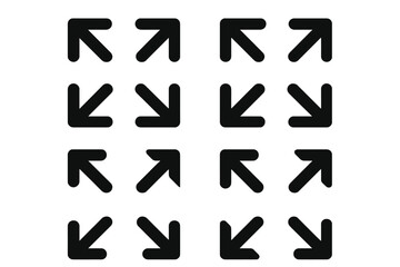 Leinwandbilder - Minimalist Arrow Icons Collection for Full Screen, Exit, and Scalability – Bold Black Vector Set for UI, Web, Mobile Apps, Navigation, Interface Design, Expand and Contract Symbols