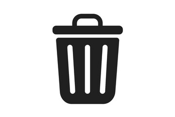 Poster - Trash bin icon. Garbage can vector symbol. Waste removal delete icon. Flat silhouette recycle bin design. UI UX web app trash can. Clean minimalist black waste bin