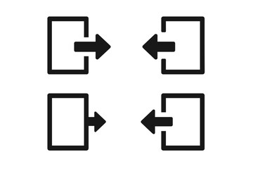 Poster - Login and Logout Icons Set, 4 Sign Out and Sign In Vector Symbols, Open and Close Door, Black Exit and Enter Arrows, Trendy Flat Style Vector Graphics