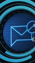 Poster - Animation of network of connections with icons over envelope