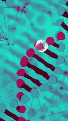 Poster - DNA strands and molecular structures animation over blue background with network connections