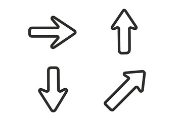 Poster - Arrow icon set. Black line art symbols for web and mobile app design. Vector collection of pointers and cursors for UI UX navigation. Simple minimalist direction signs.