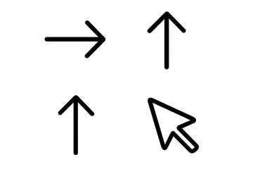 Poster - Arrow icon set. Black line style web icons. Simple arrow collection. Signs for web and mobile app. Pointer, cursor, UI, UX. Up, right direction. Navigation symbol.