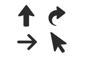 Poster - Arrows icon set. Black vector graphic collection. Cursor pointer icon. Flat style for web design, app or user interface. Direction, navigation, click and share symbols.