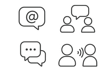 Poster - Communication line icon set. Speech bubble, message, chat, contact, email. Dialogue, conversation, talking person pictogram. Vector outline collection for web & mobile.