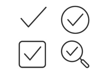 Poster - Approve icon set in line style. Check mark, tick, and correct symbols for confirmation and validation. Quality check and inspection concept. Vector for web, ui, and ux design.