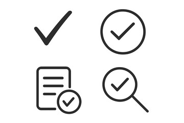 Poster - Check mark icon set in thin line style. Approve, tick, and quality check symbols for web and mobile app UI design. Vector illustration of success, verification, and completion.