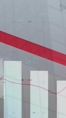 Poster - Red downward arrow and bar graph showing financial decline over abstract background
