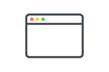 Fototapete - Simple browser window flat vector icon, internet browser interface, minimalistic flat style graphic, clean UI design, digital window frame, vector illustration.