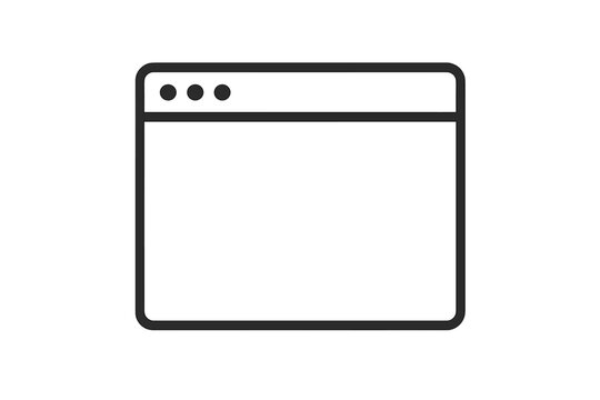 Minimalist Browser Window Icon, Simple Flat Vector, Internet Browser Interface, Clean UI Design Element, Modern Web Navigation, Digital Technology Symbol, Vector Illustration