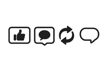 Poster - Line style web hosting and cloud computing icon set with like, comment, sync and chat symbols. Includes webspace, data exchange, domain, cloud, website for web and mobile apps