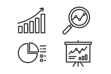 Poster - Data analytics and statistics icon set. Thin line style web icons for business report, financial analysis, market research, and infographic design. Vector illustration.