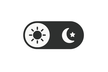 Poster - Day night mode switch icon, simple dark mode toggle, gadget interface concept, ui symbol, vector on-off switch, light and dark theme control, user interface design element.