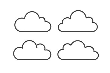 Fototapete - Cloud outline icon set. Linear weather symbol collection. Minimalist thin line vector graphic element. Sky shape illustration for web design. Data storage simple logo concept.
