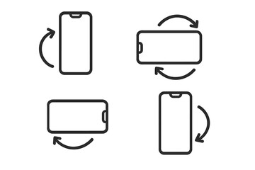 Poster - Phone screen rotation icon set. Smartphone orientation, auto-rotate symbol. Mobile device display in portrait and landscape mode. UI, UX web design element. Vector asset.