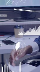 Poster - Data analytics and graphs animation over business people working in office